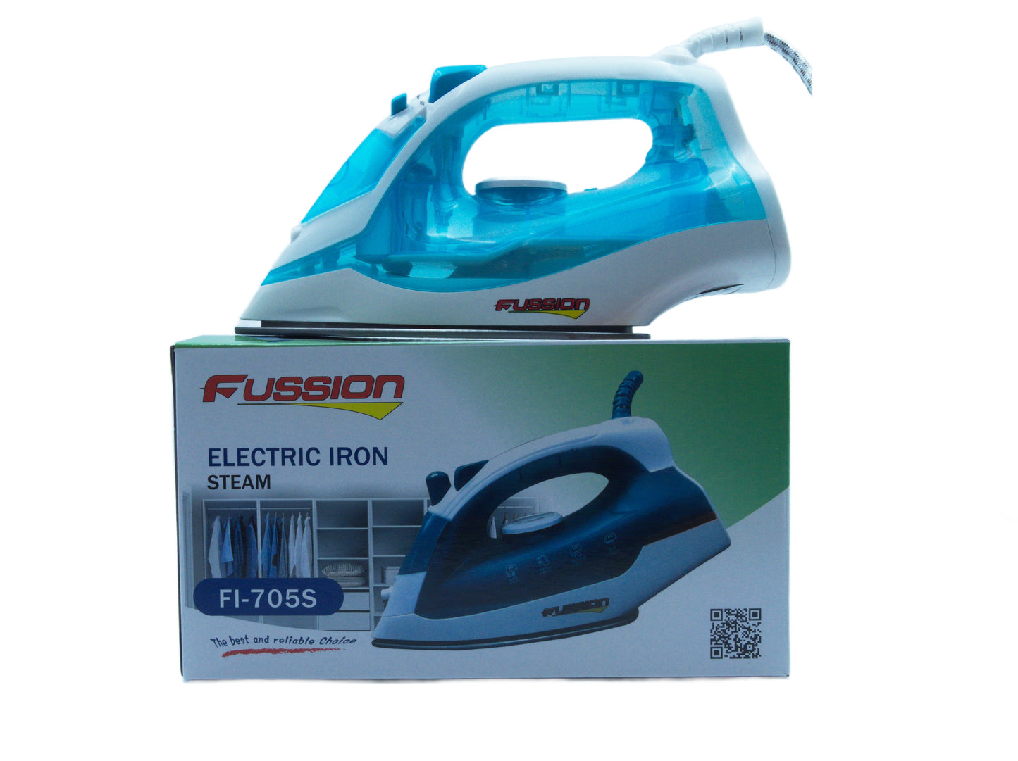 Fussion FI-705S Steam Iron 1200 W - Dry & Steam Function (Blue/White)